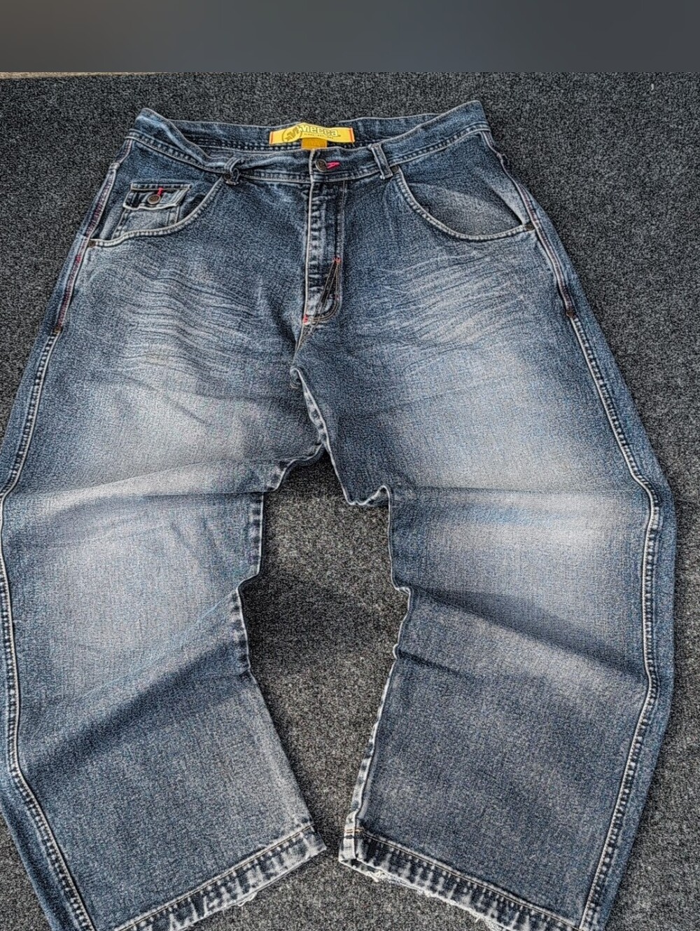 Vintage Mecca Jeans Mens 36x32 Blue Baggy Wide Leg Street Skater Hip Hop Y2K